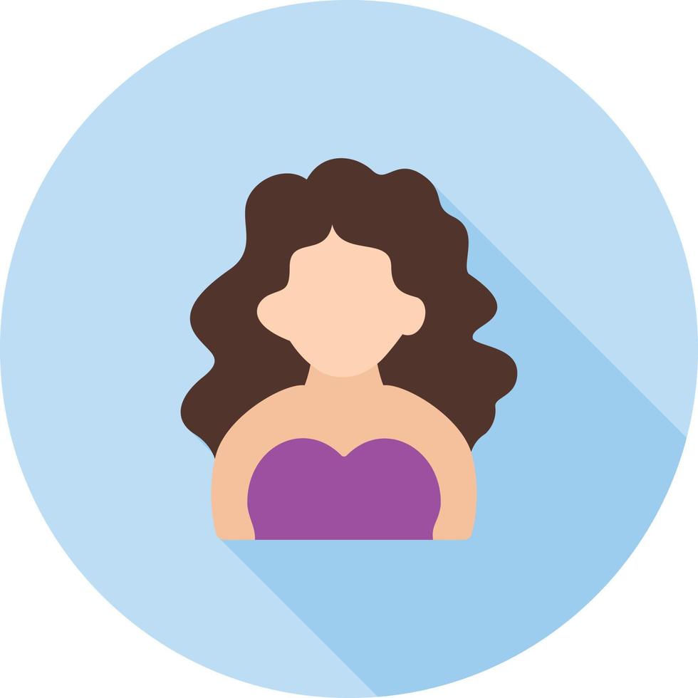 Girl in Party Dress Flat Long Shadow Icon vector