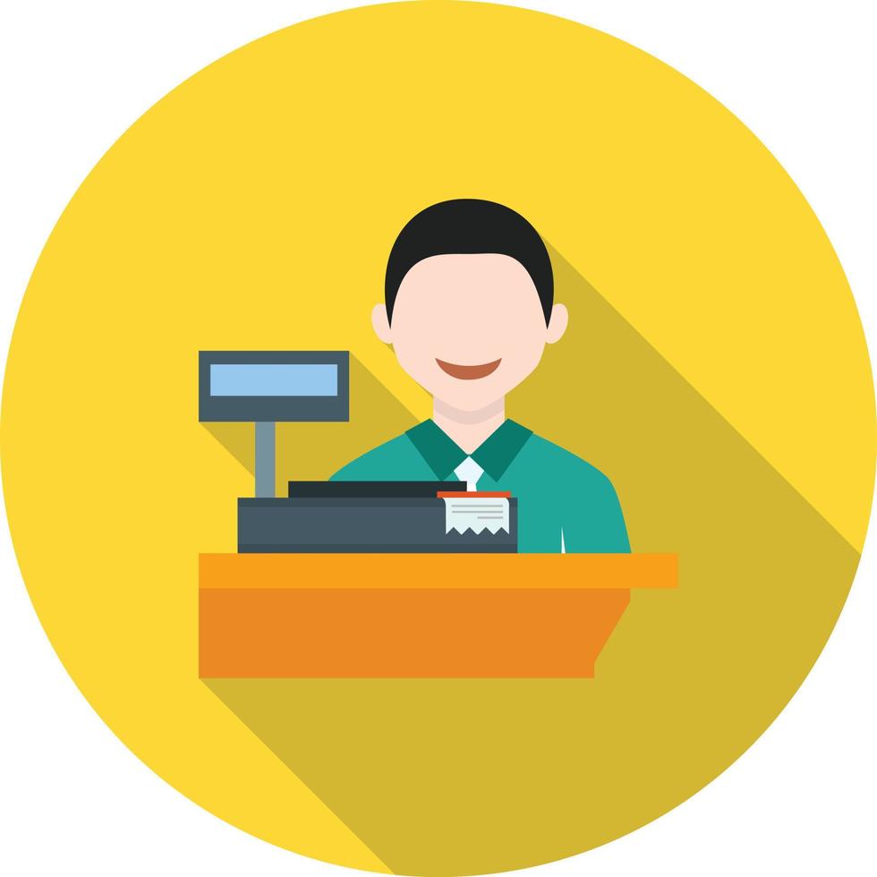 Cashier Flat Long Shadow Icon vector