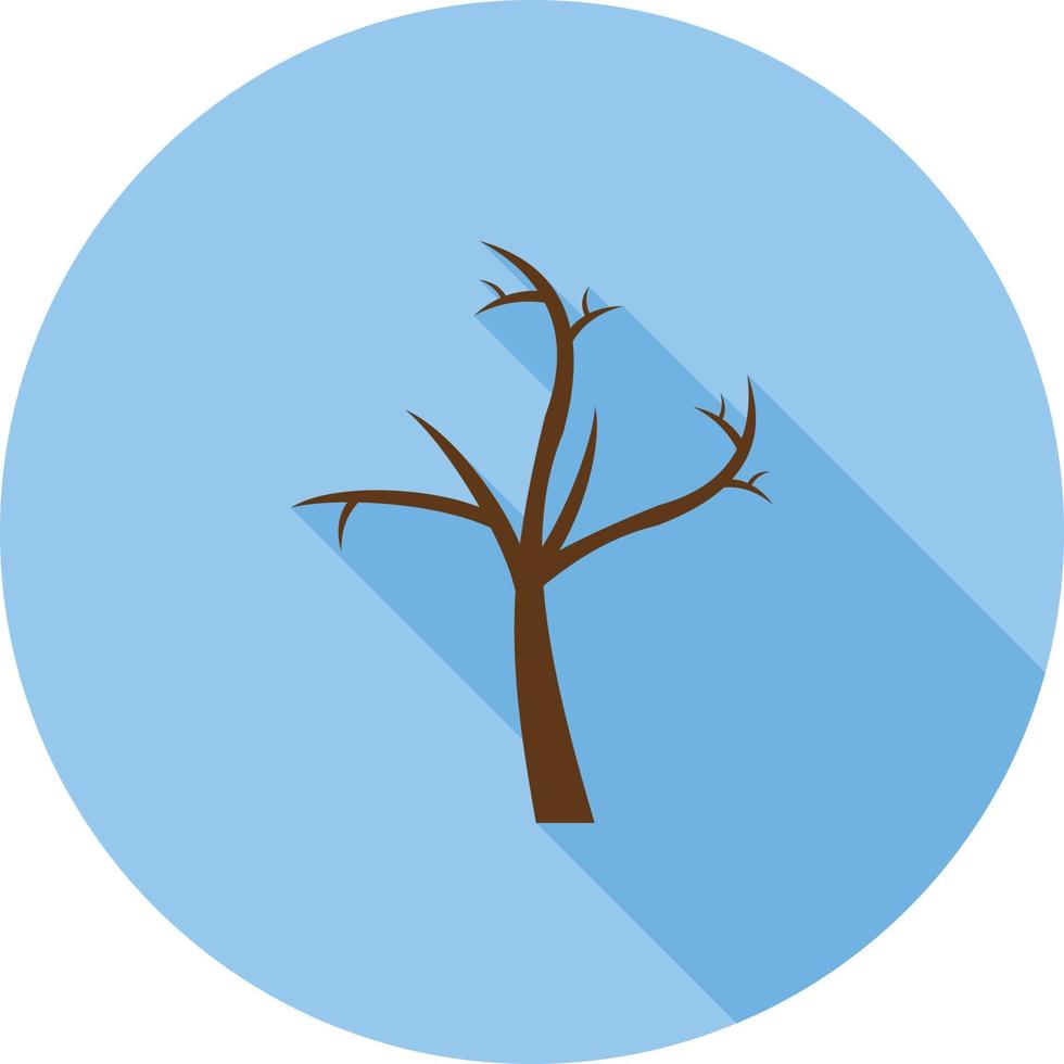 icono de sombra larga plana de árbol desnudo vector