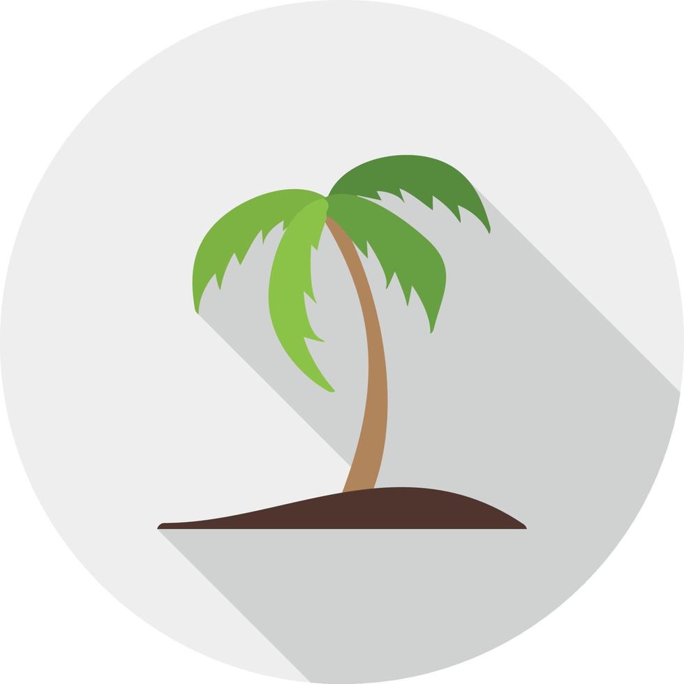 icono de sombra larga plana de árbol de coco vector