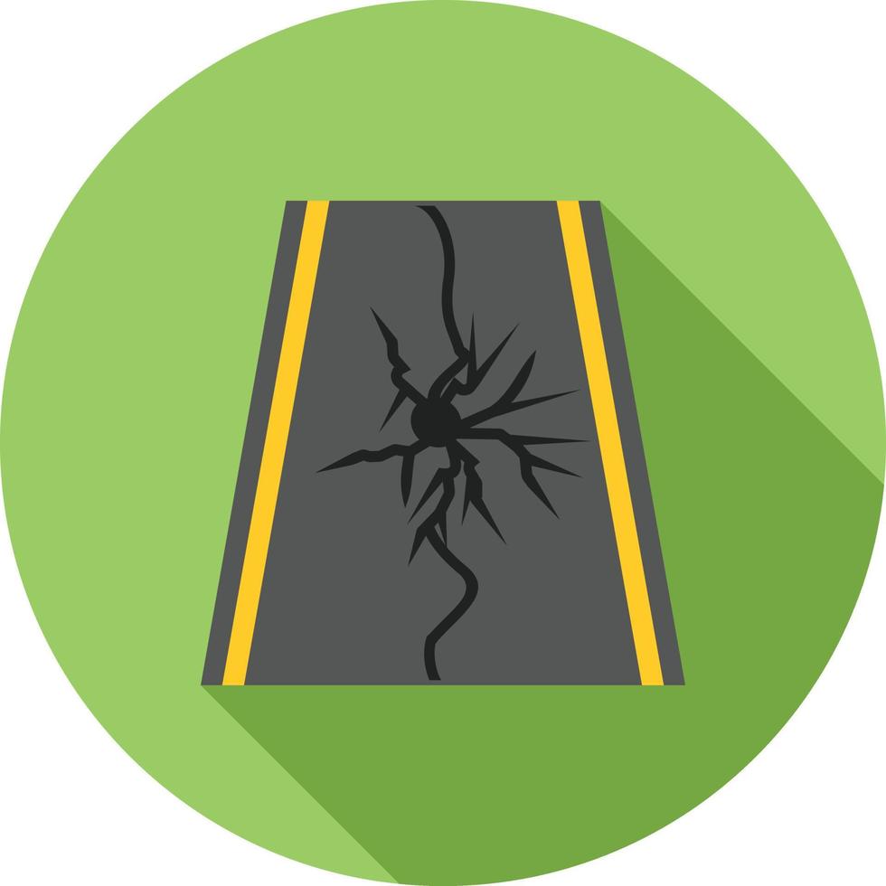 Earthquake on Road Flat Long Shadow Icon vector