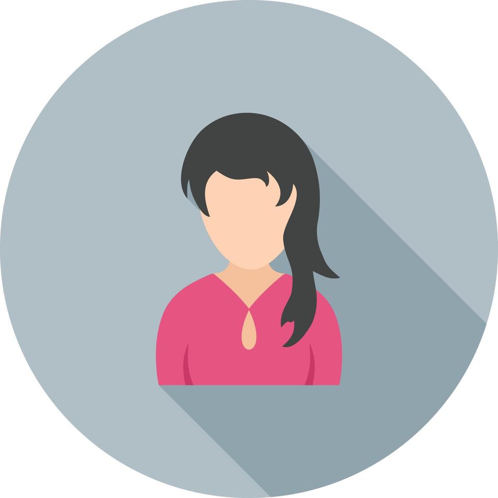 Girl with Ponytail Flat Long Shadow Icon vector