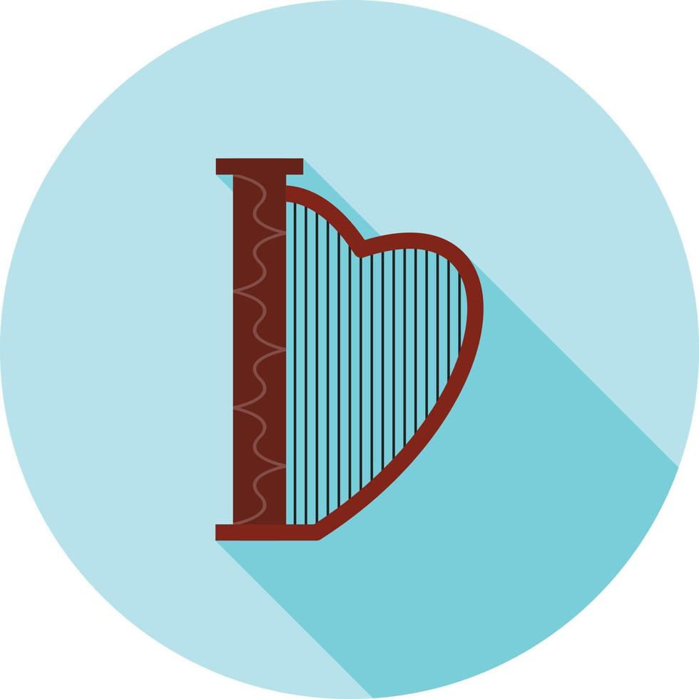Harp Flat Long Shadow Icon vector