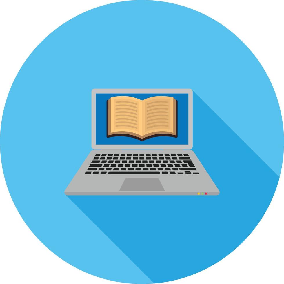 Read Book on Laptop Flat Long Shadow Icon vector