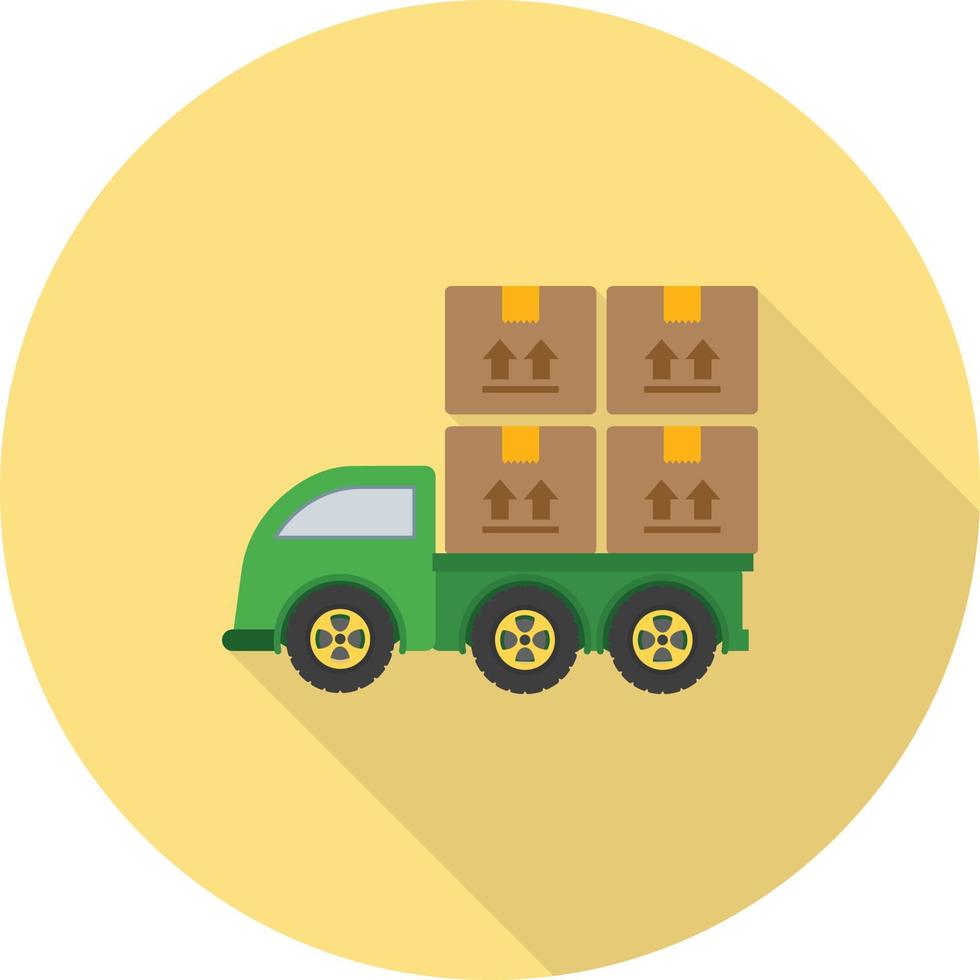 Loaded Truck Flat Long Shadow Icon vector