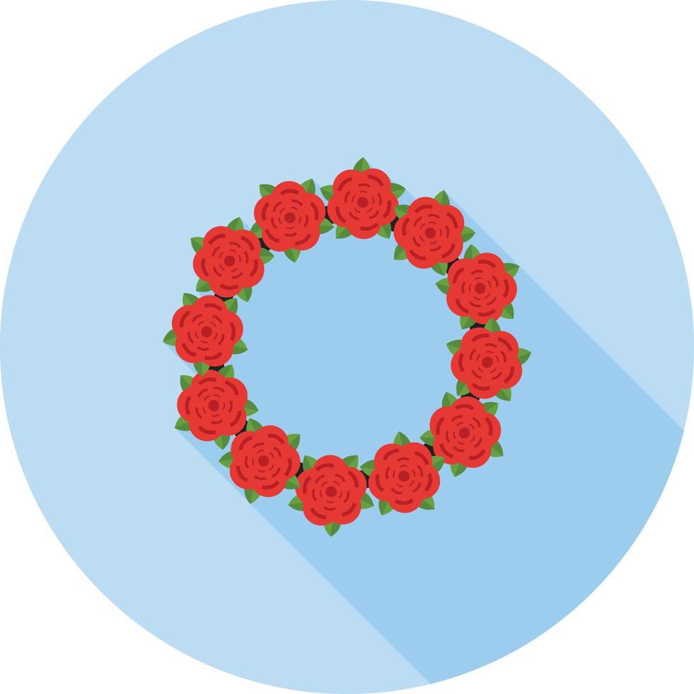 Roses Wreath Flat Long Shadow Icon vector