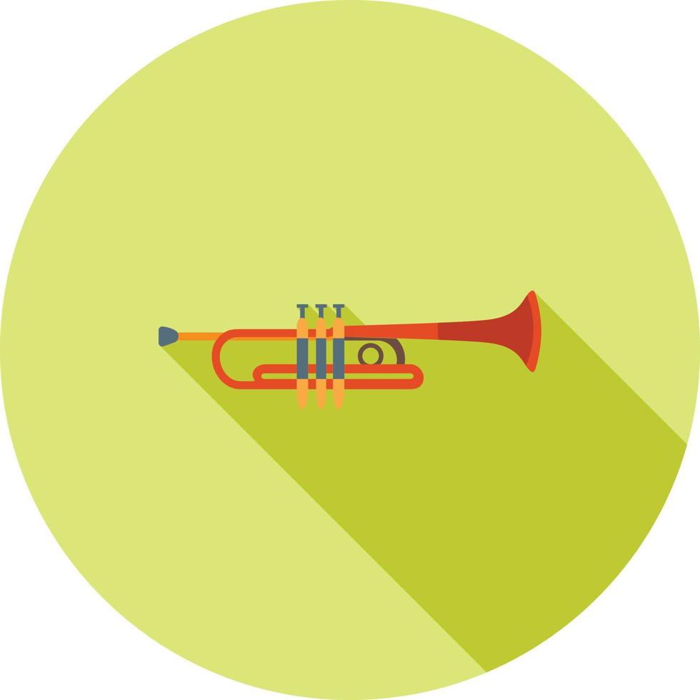 icono de sombra larga plana de trompeta vector