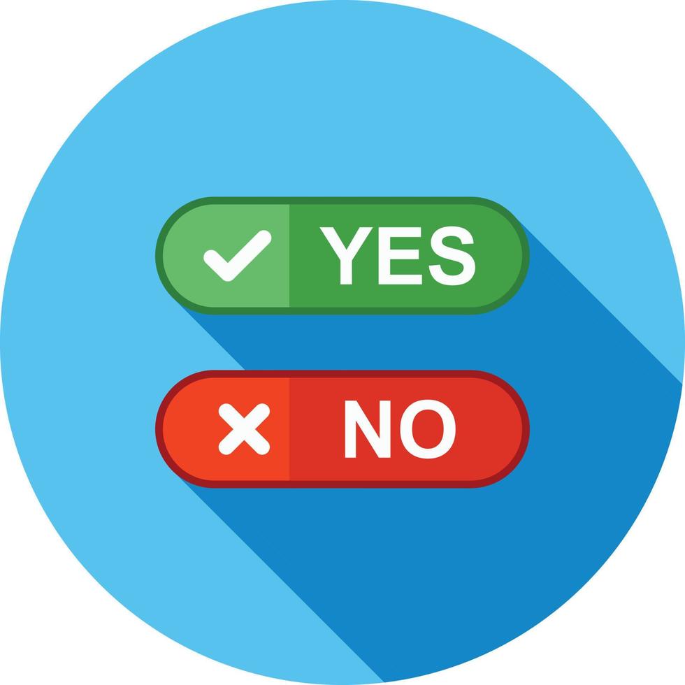 Yes No Option Flat Long Shadow Icon vector