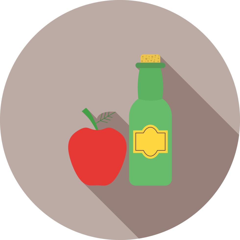 icono de sombra larga plana de sidra de manzana vector