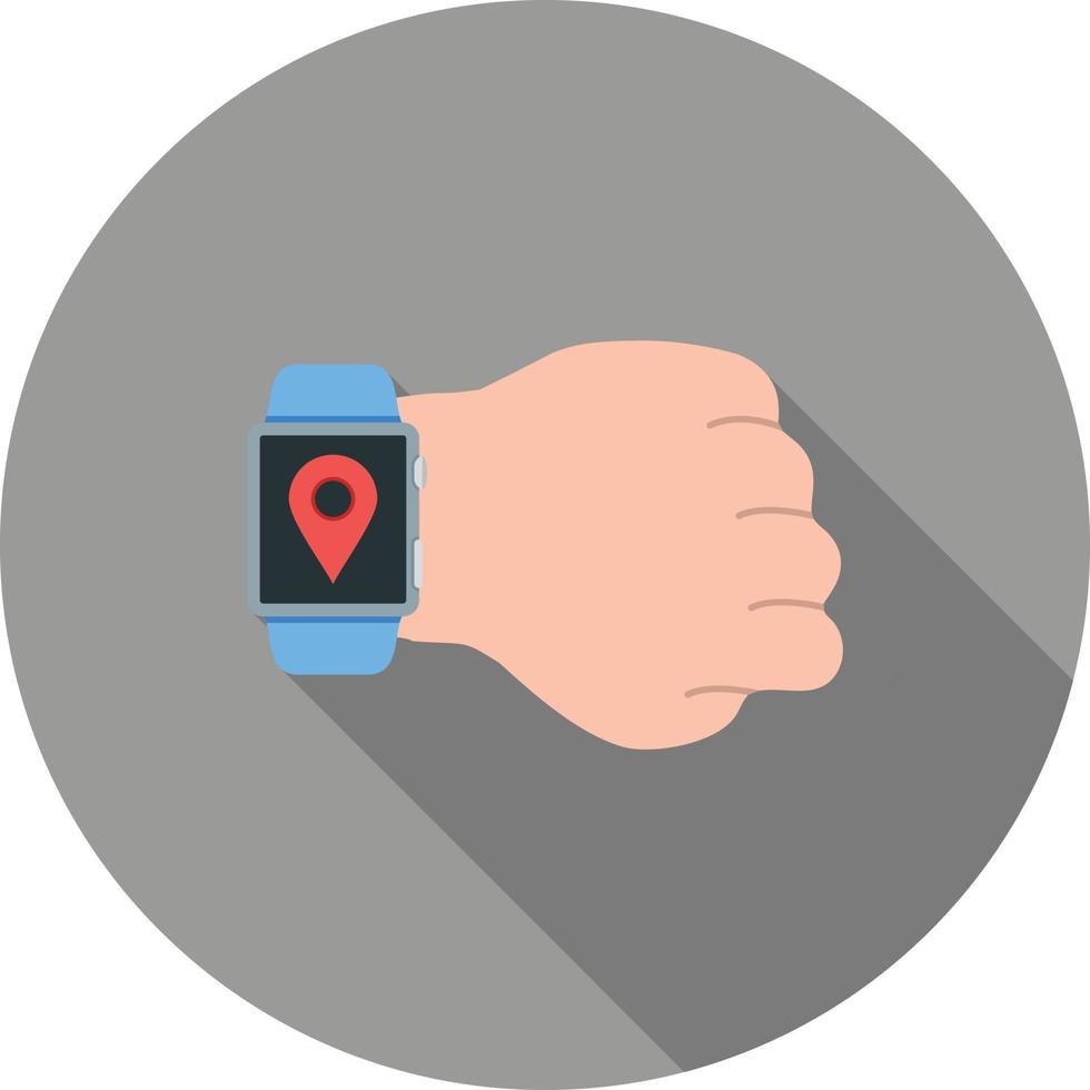 Location on Watch Flat Long Shadow Icon vector