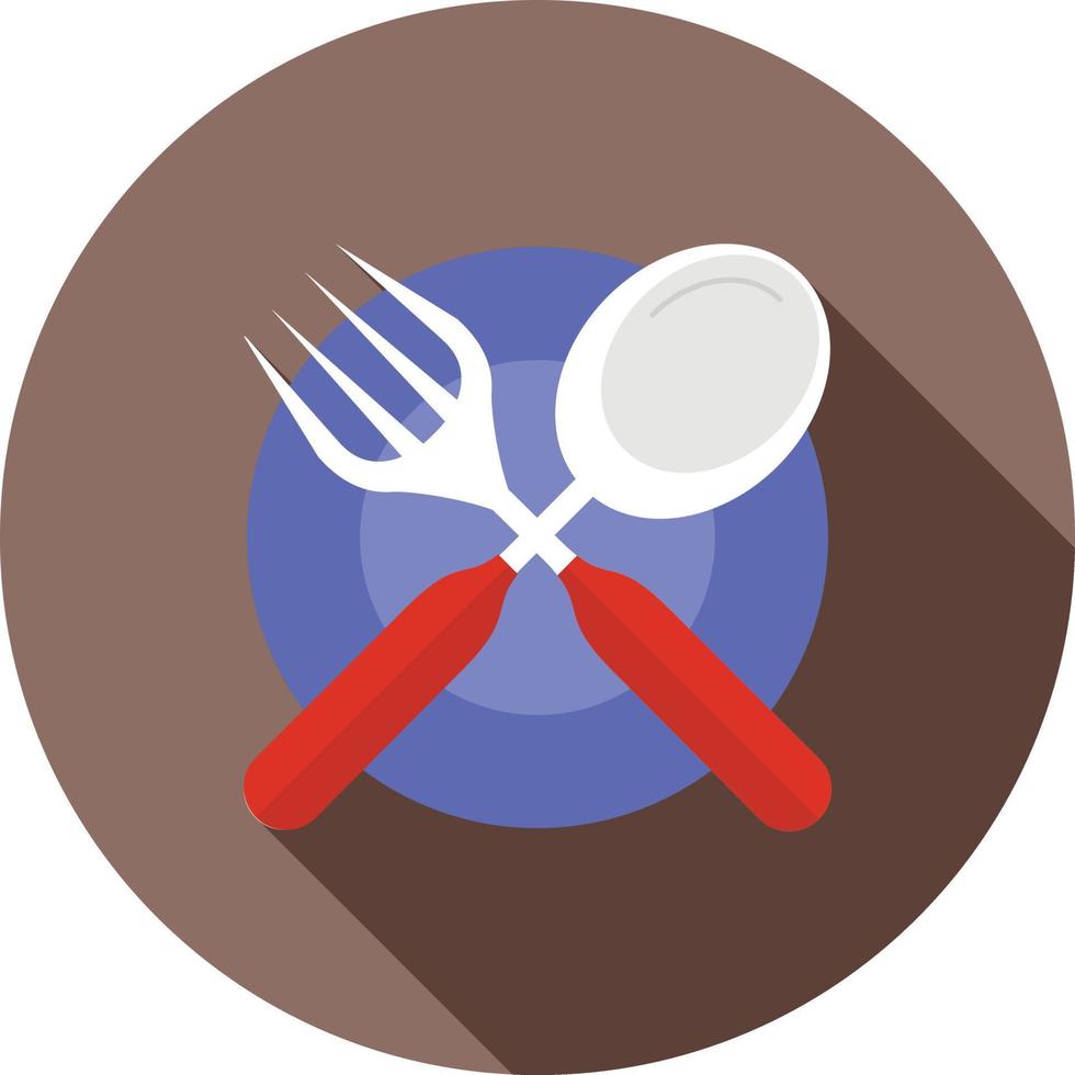 Cutlery and Plate Flat Long Shadow Icon vector