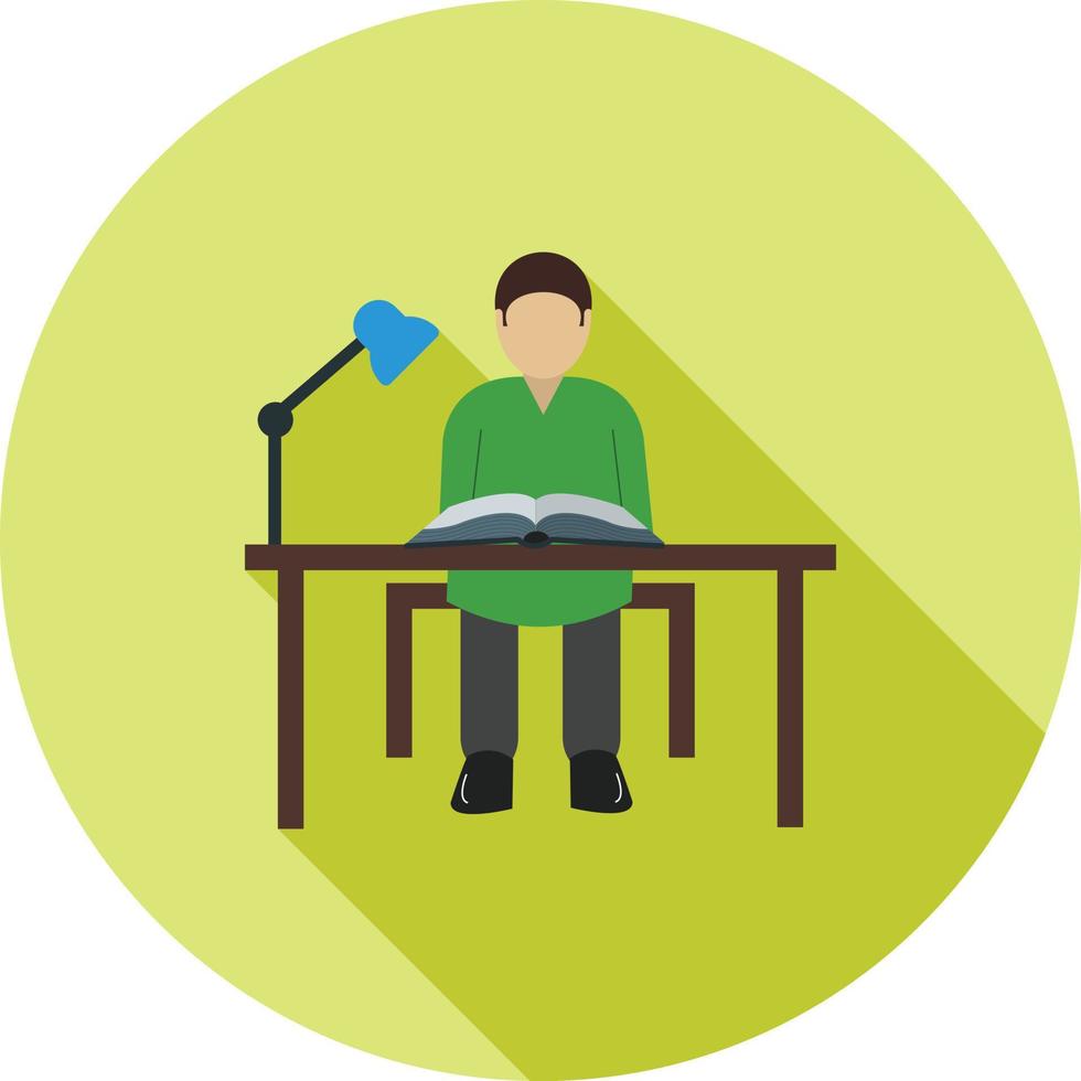 Studying on Desk III Flat Long Shadow Icon vector