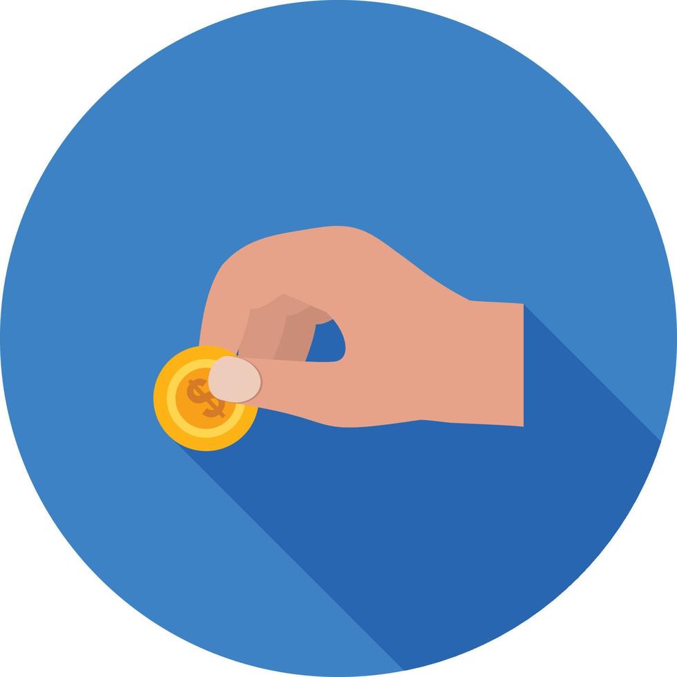 Holding Coin Flat Long Shadow Icon vector