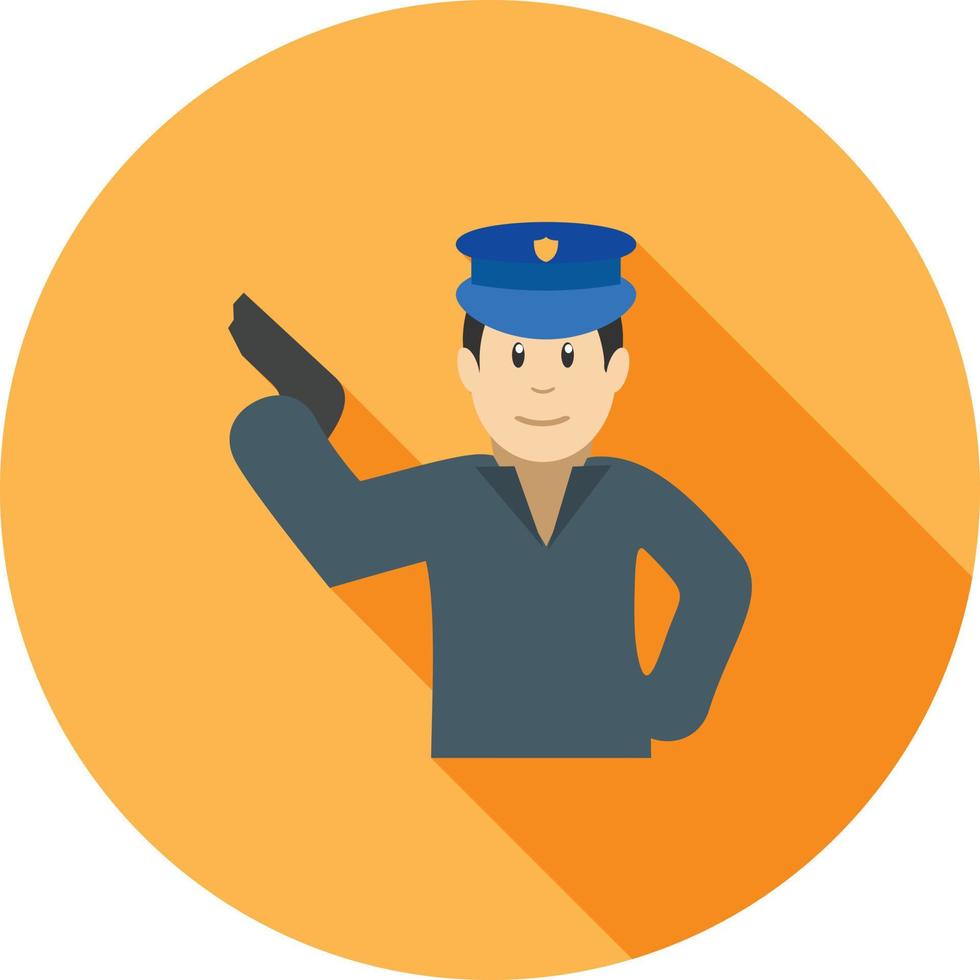 Policeman holding Gun Flat Long Shadow Icon vector