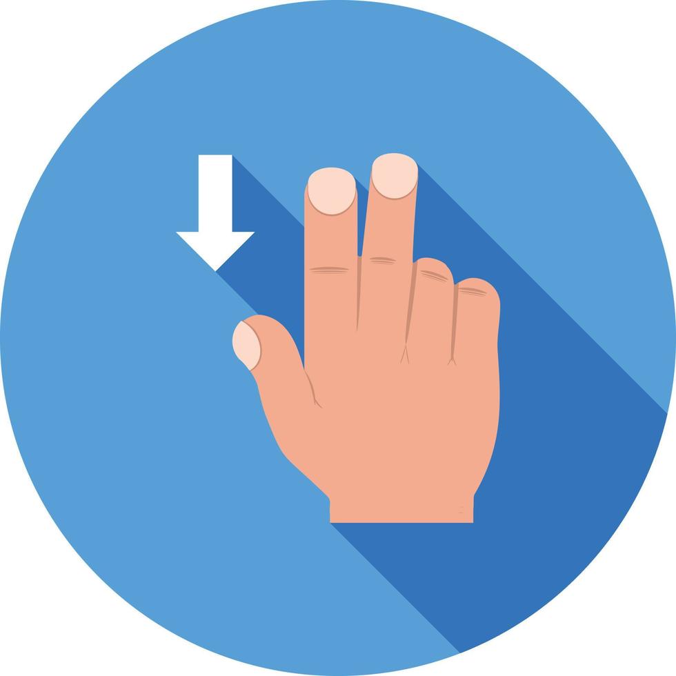 Two Fingers Down Flat Long Shadow Icon vector
