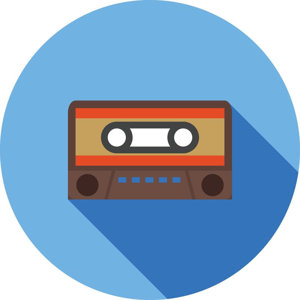 Casette Flat Long Shadow Icon vector