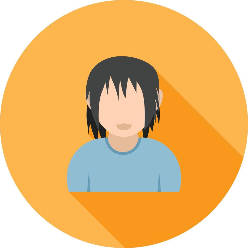 Boy with Long Wavy Hair Flat Long Shadow Icon vector