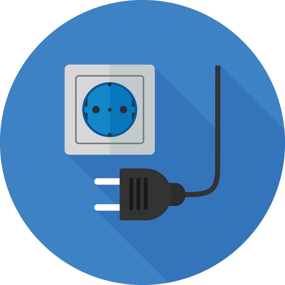 Plug and Socket Flat Long Shadow Icon vector