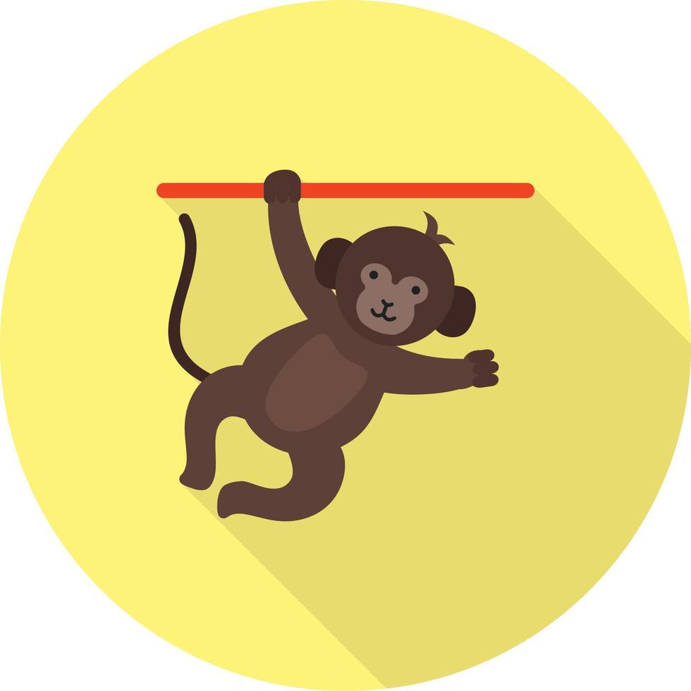 Monkey Performing Flat Long Shadow Icon vector