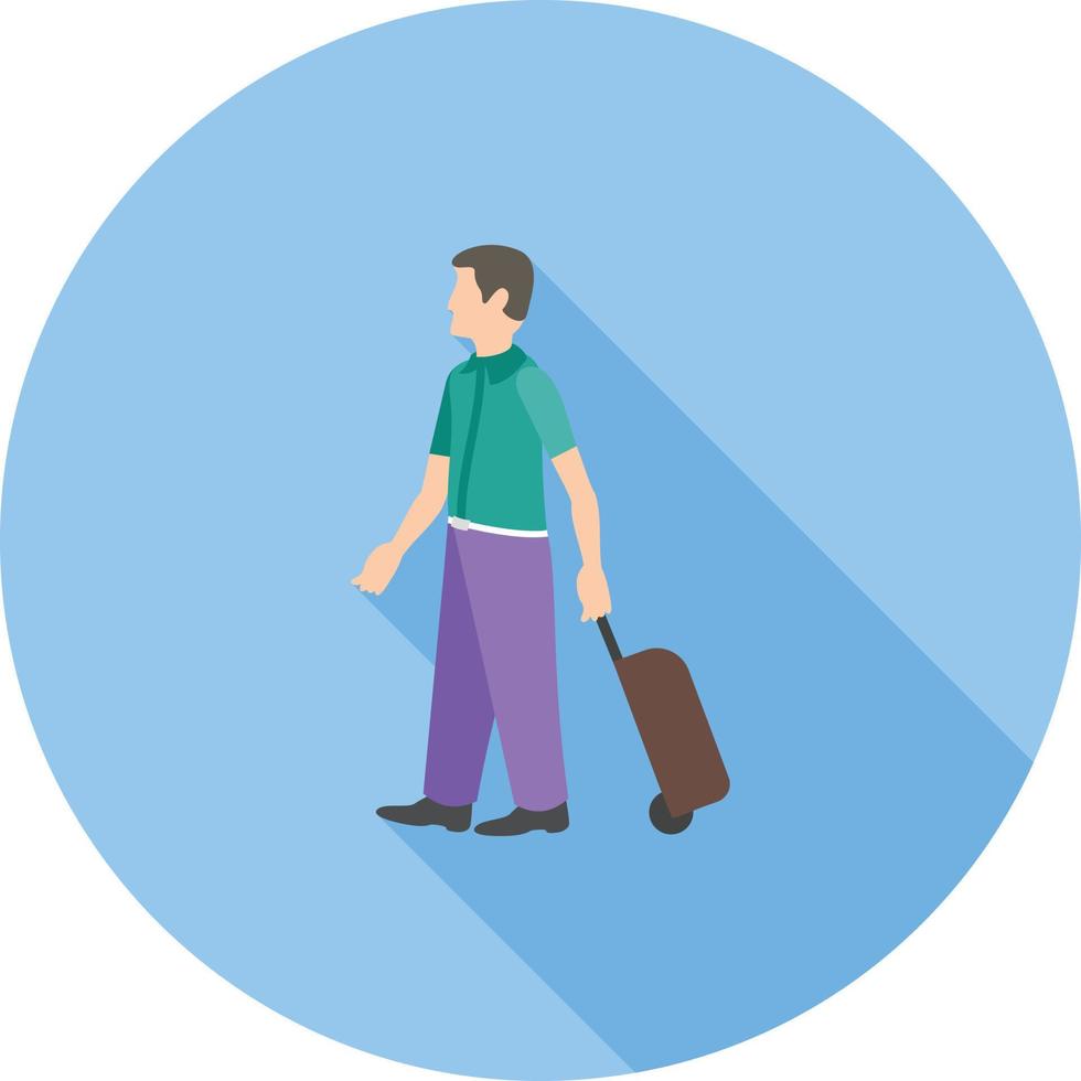 Walking with Luggage Flat Long Shadow Icon vector