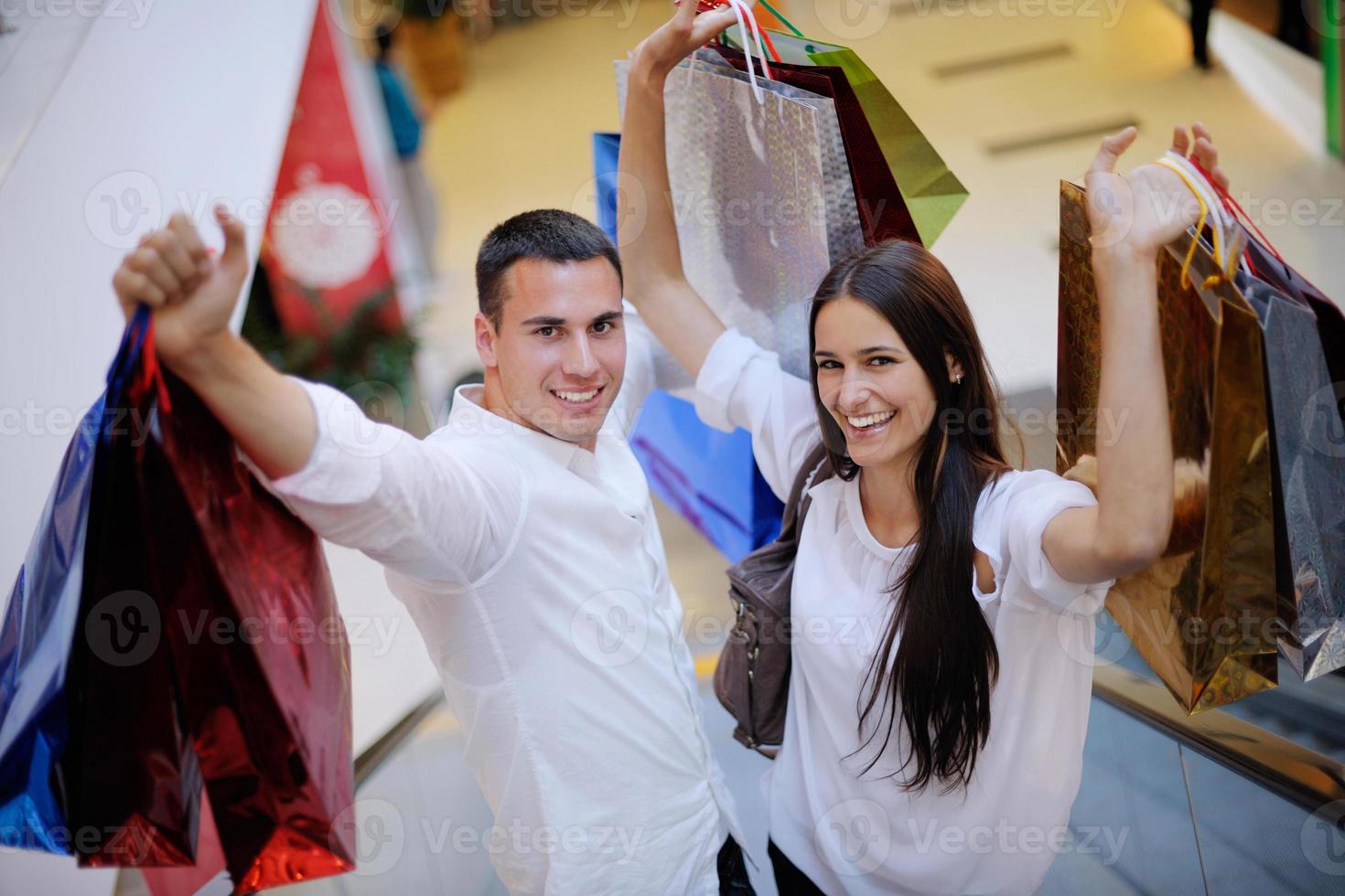 happy young couple in shopping photo