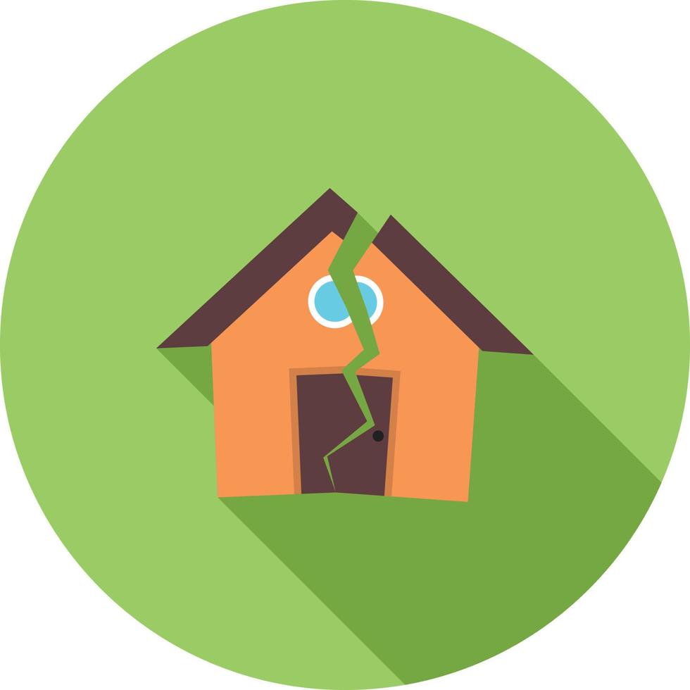 Earthquake Hitting House Flat Long Shadow Icon vector