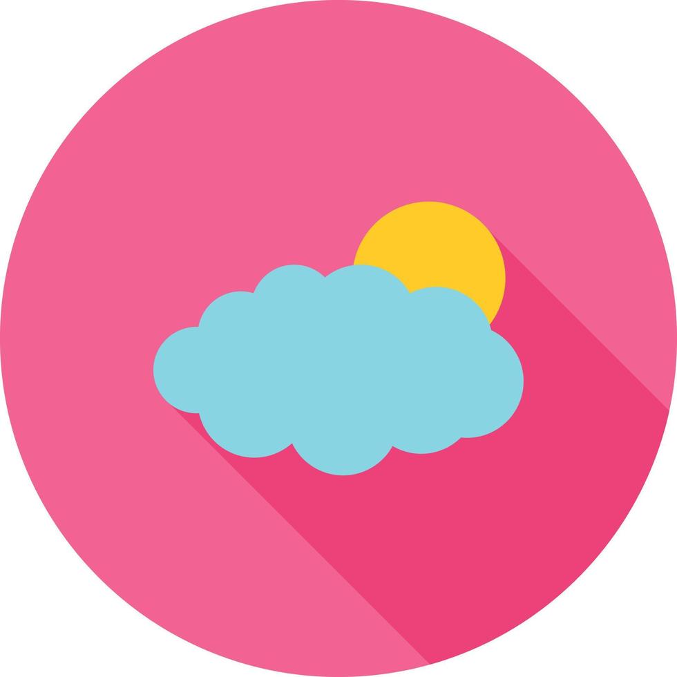 Sun Cloud Flat Long Shadow Icon vector