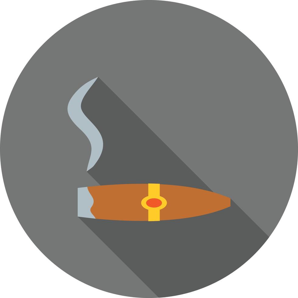 icono de sombra larga plana de cigarro encendido vector