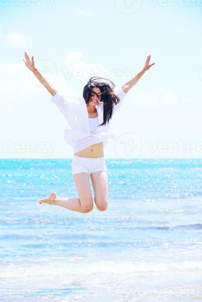 happy woman enjoy summer vacation photo
