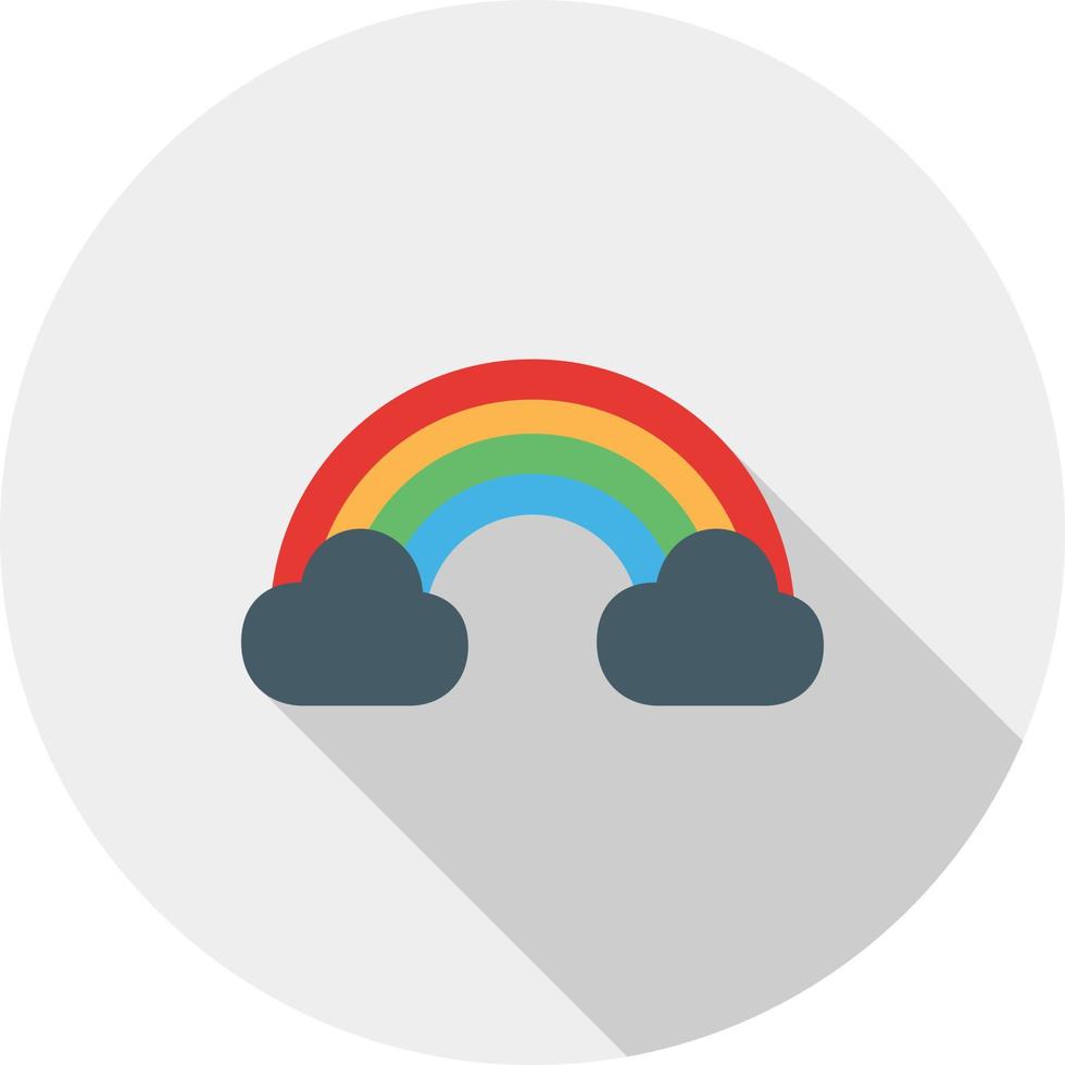 Cloudy with Rainbow Flat Long Shadow Icon vector