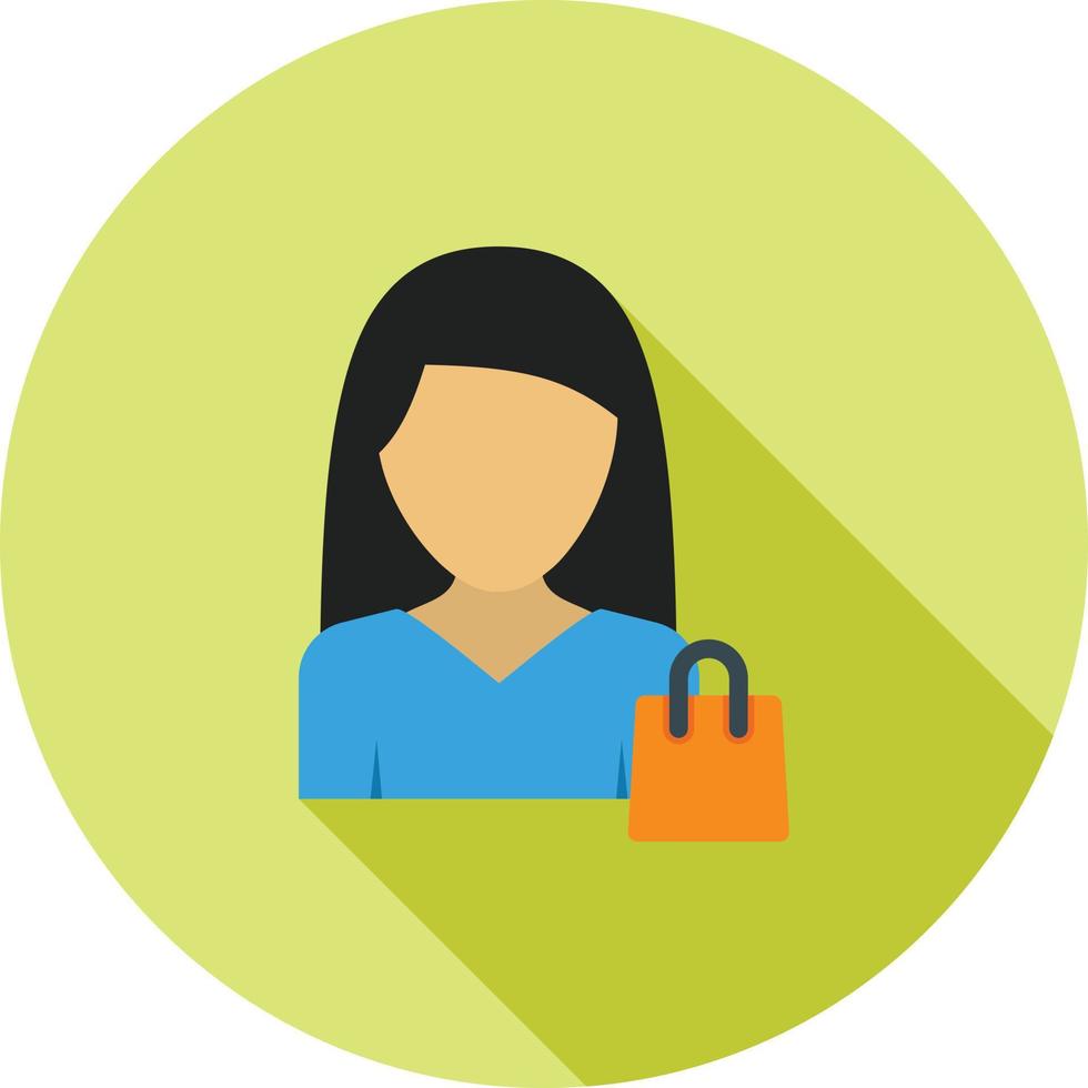 Woman Shopping Flat Long Shadow Icon vector