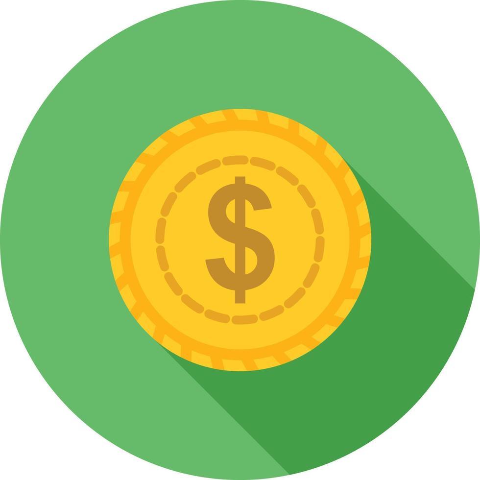 Dollar Coin Flat Long Shadow Icon vector