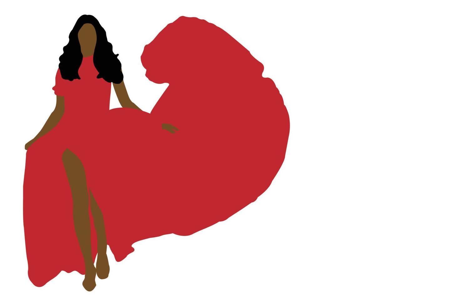 mujer vestido rojo moda aislado sobre fondo blanco. vector