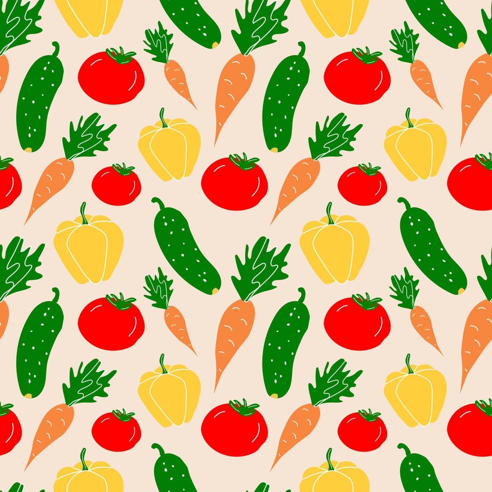 Seamless pattern of vegetables. Vector