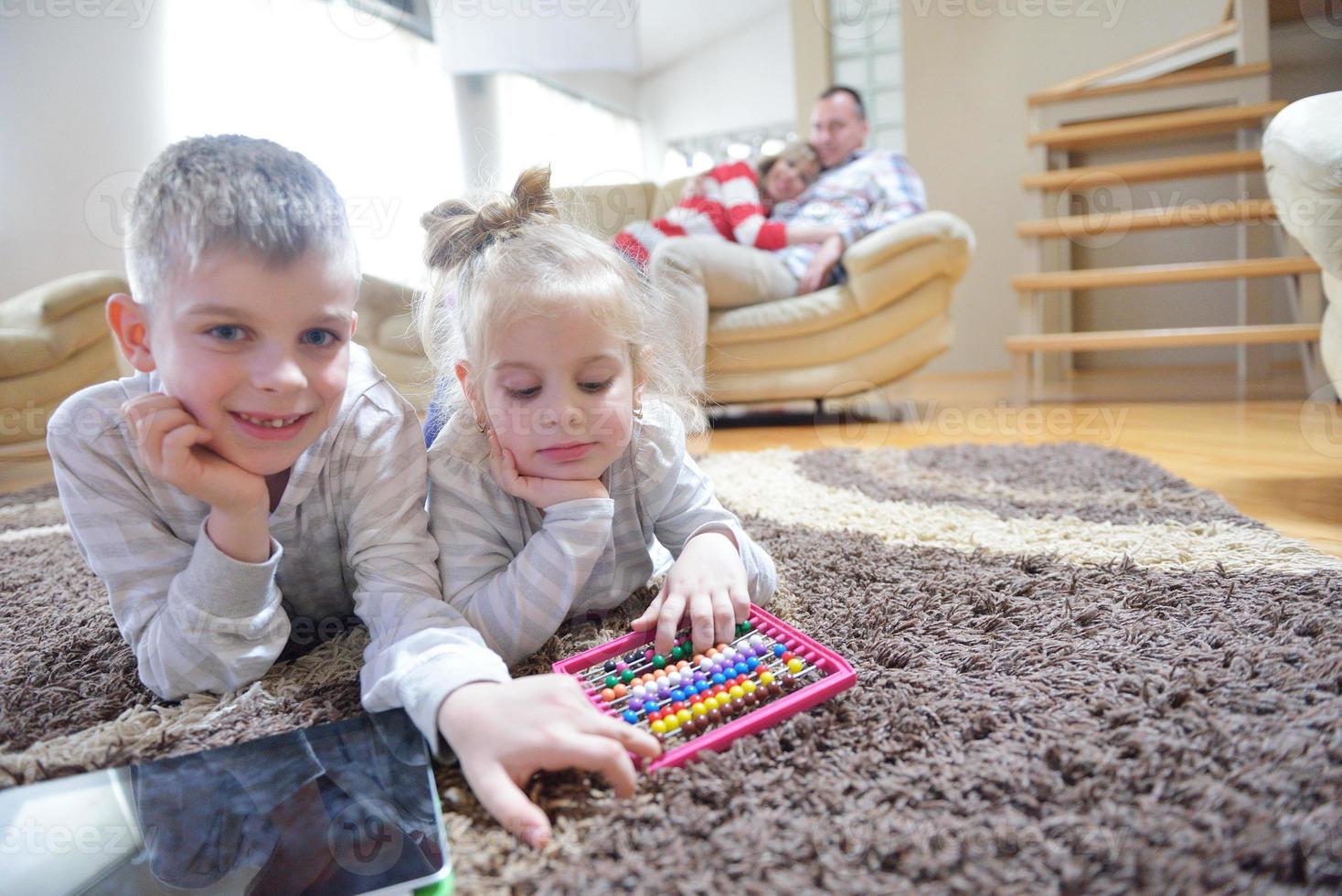 happy young family at home photo