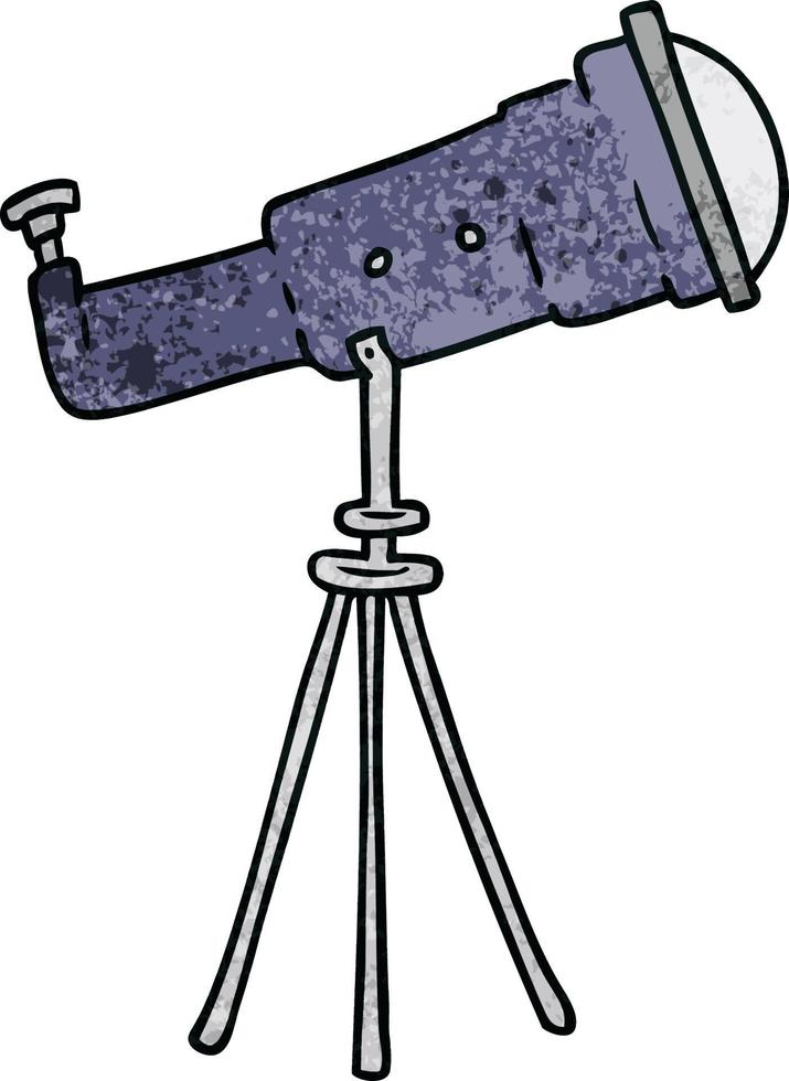 garabato de dibujos animados texturizados de un gran telescopio vector