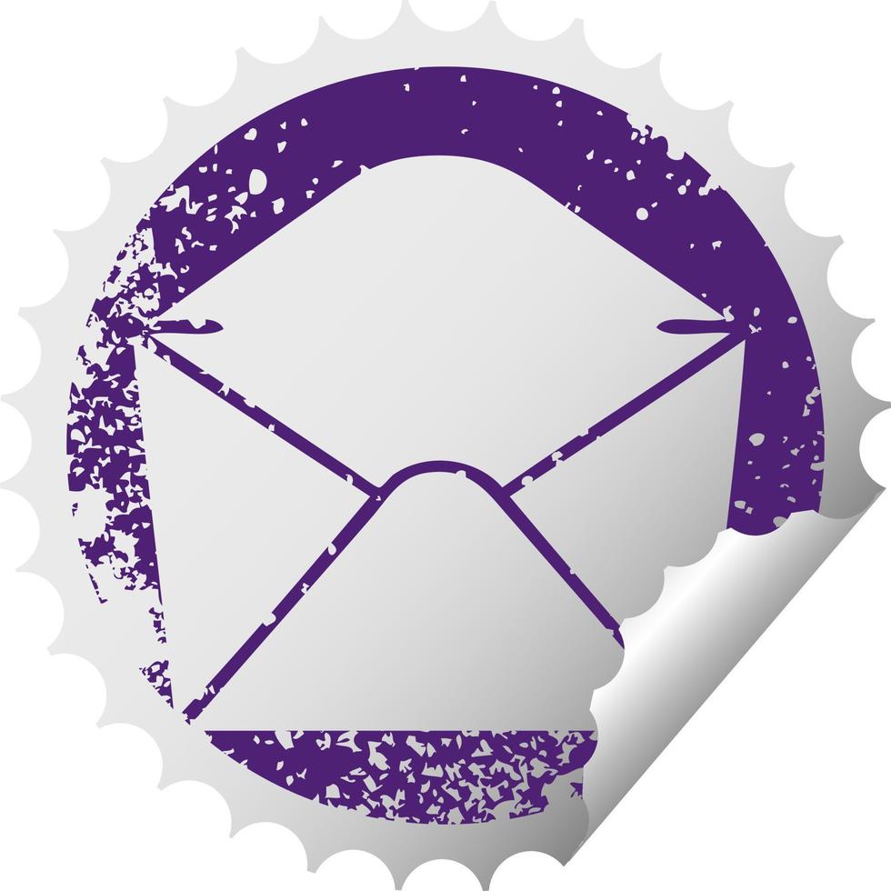 quirky distressed circular peeling sticker symbol envelope vector