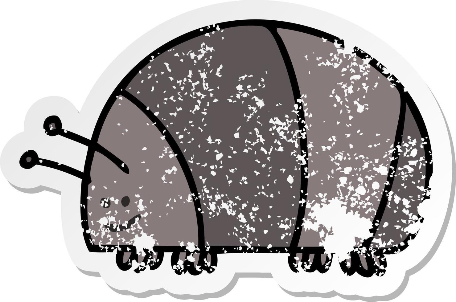 distressed sticker of a quirky hand drawn cartoon beetle vector