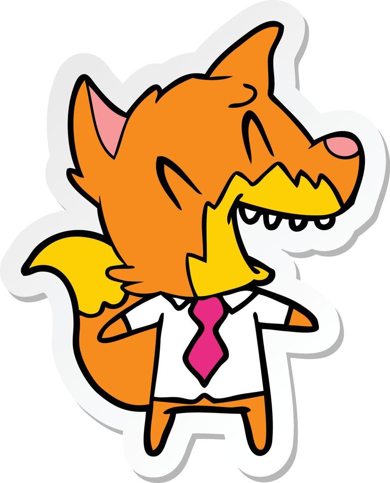 sticker of a laughing fox in shirt and tie vector