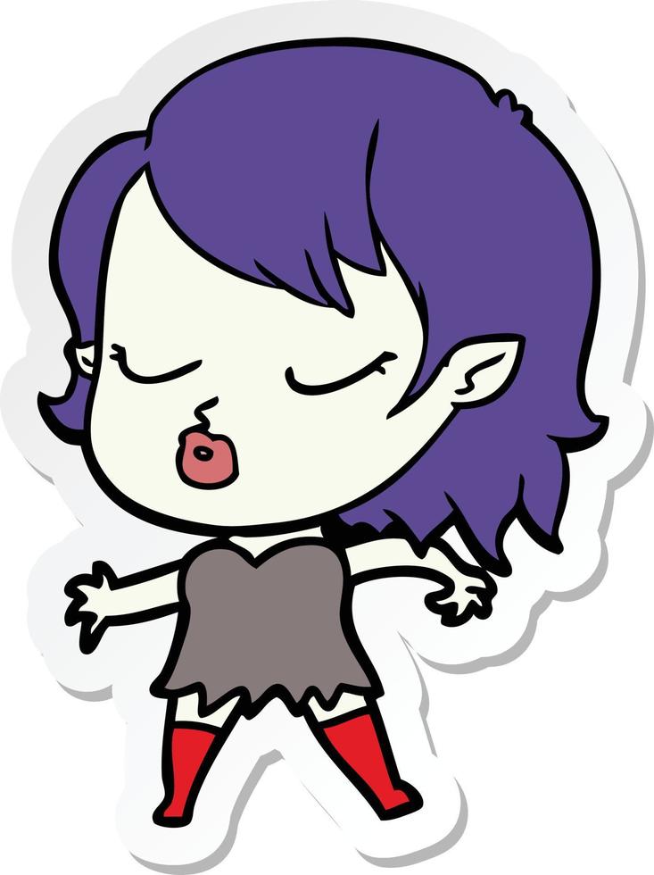 sticker of a cute cartoon vampire girl vector