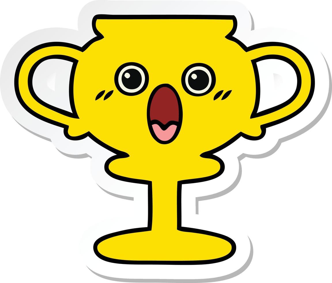 sticker of a cute cartoon trophy vector