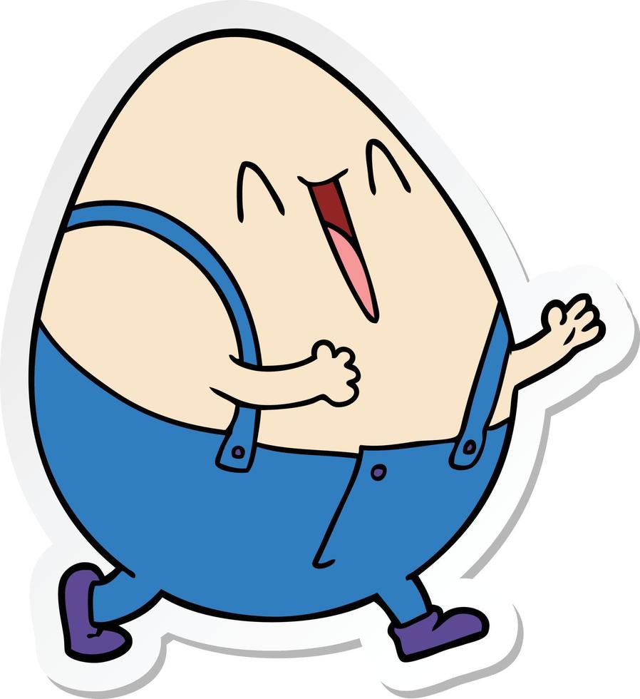 sticker of a humpty dumpty cartoon egg man vector