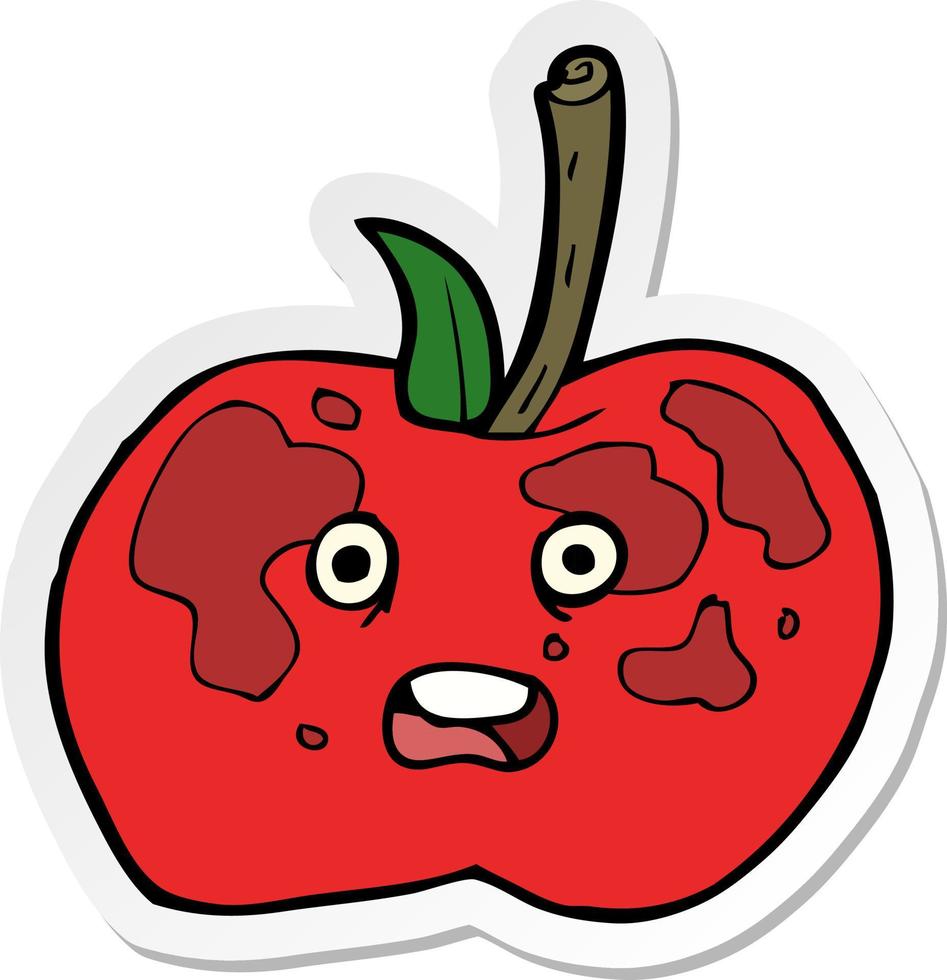 sticker of a cartoon apple vector