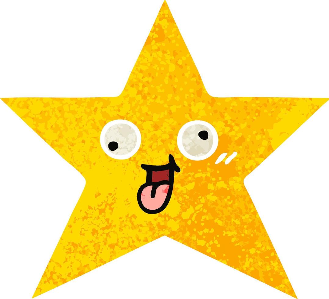 retro illustration style cartoon gold star vector