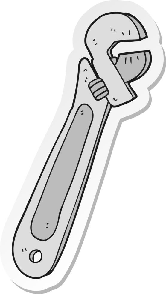sticker of a cartoon adjustable spanner vector