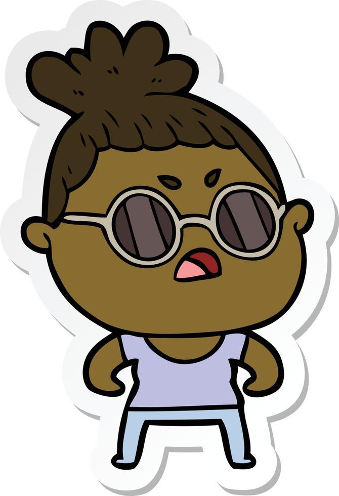 sticker of a cartoon annoyed woman vector