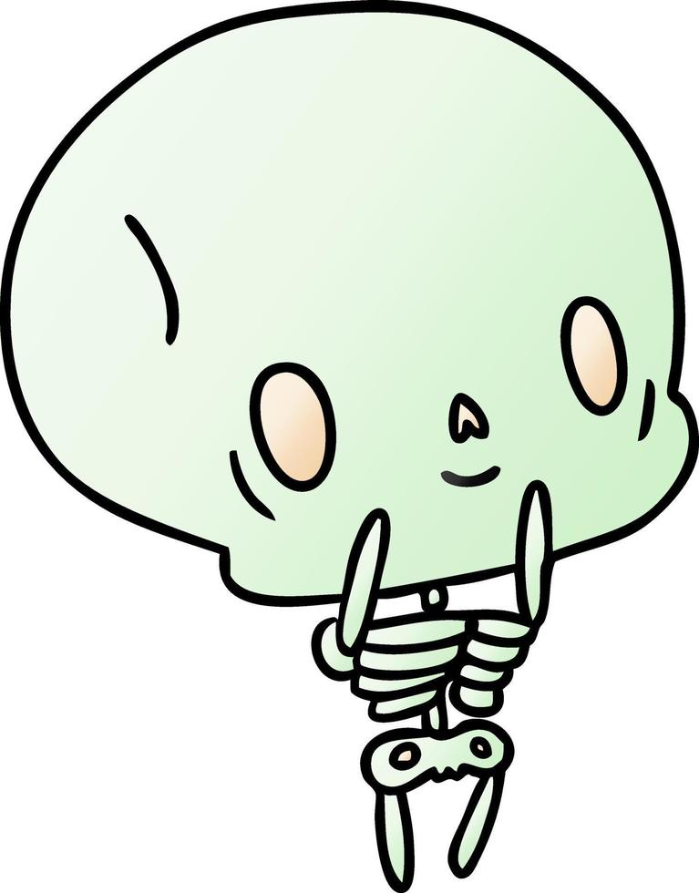 gradiente dibujos animados kawaii lindo esqueleto muerto vector