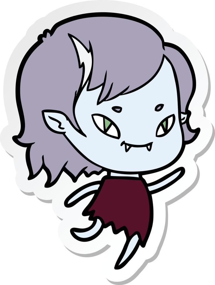 sticker of a cartoon friendly vampire girl running vector