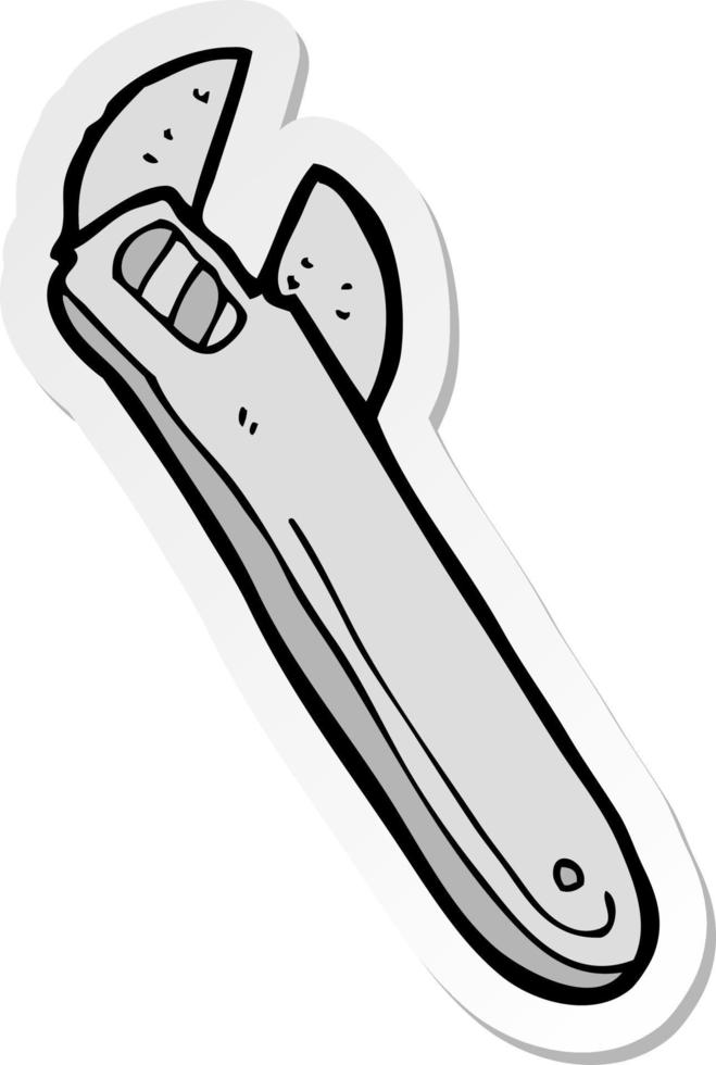 sticker of a cartoon adjustable spanner vector