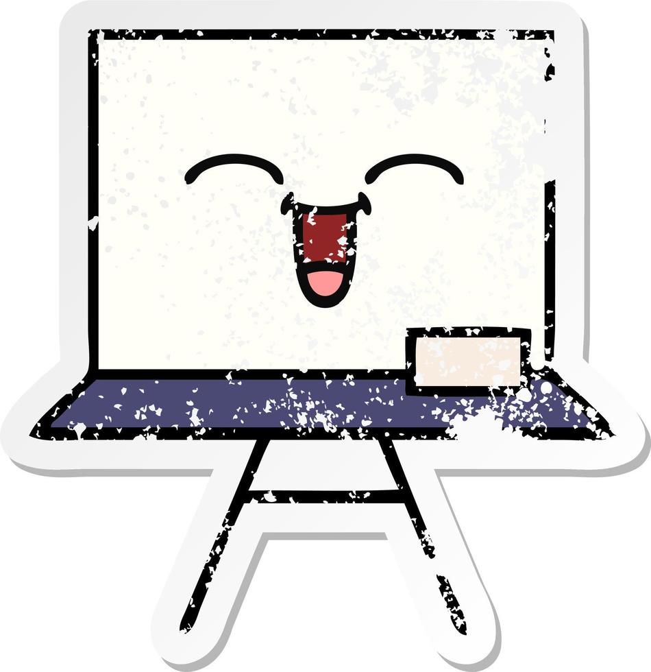 distressed sticker of a cute cartoon white board vector